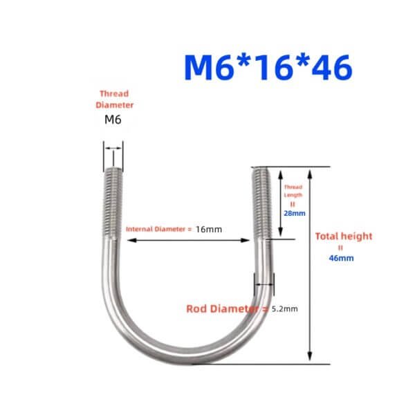 M6 stainless steel U-shaped bolt