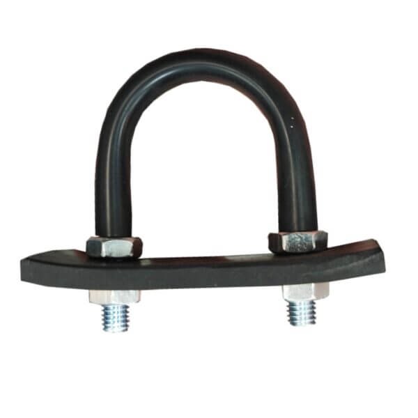 Black U-shaped bolt with rubber