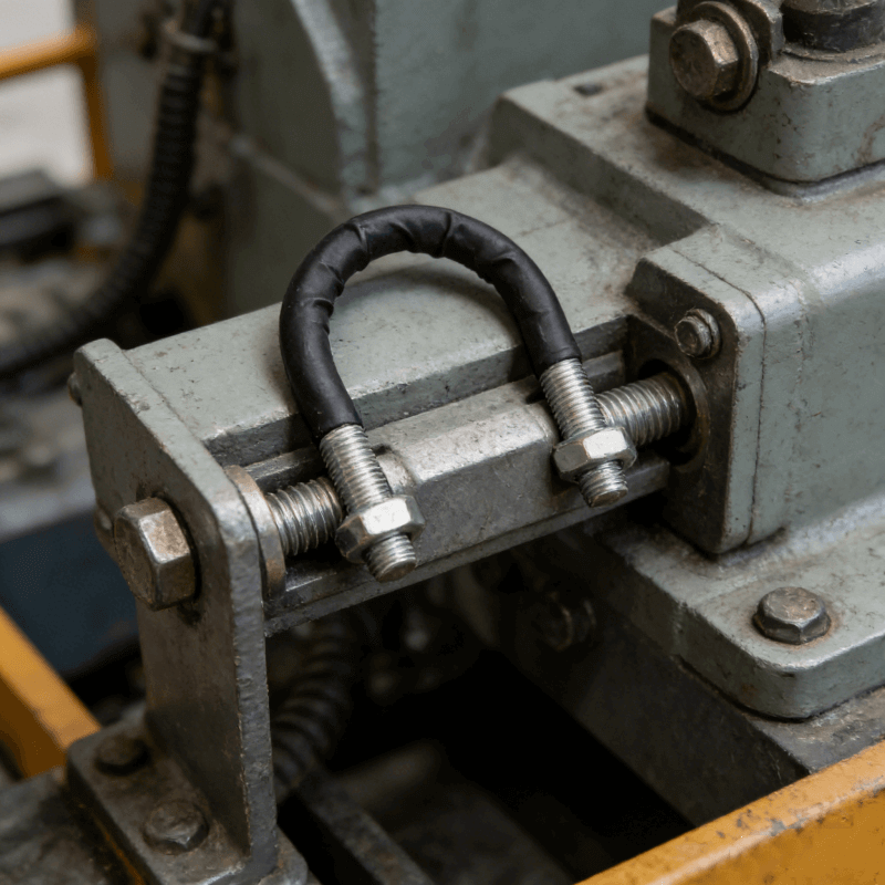 U-bolt with heat shrink tubing